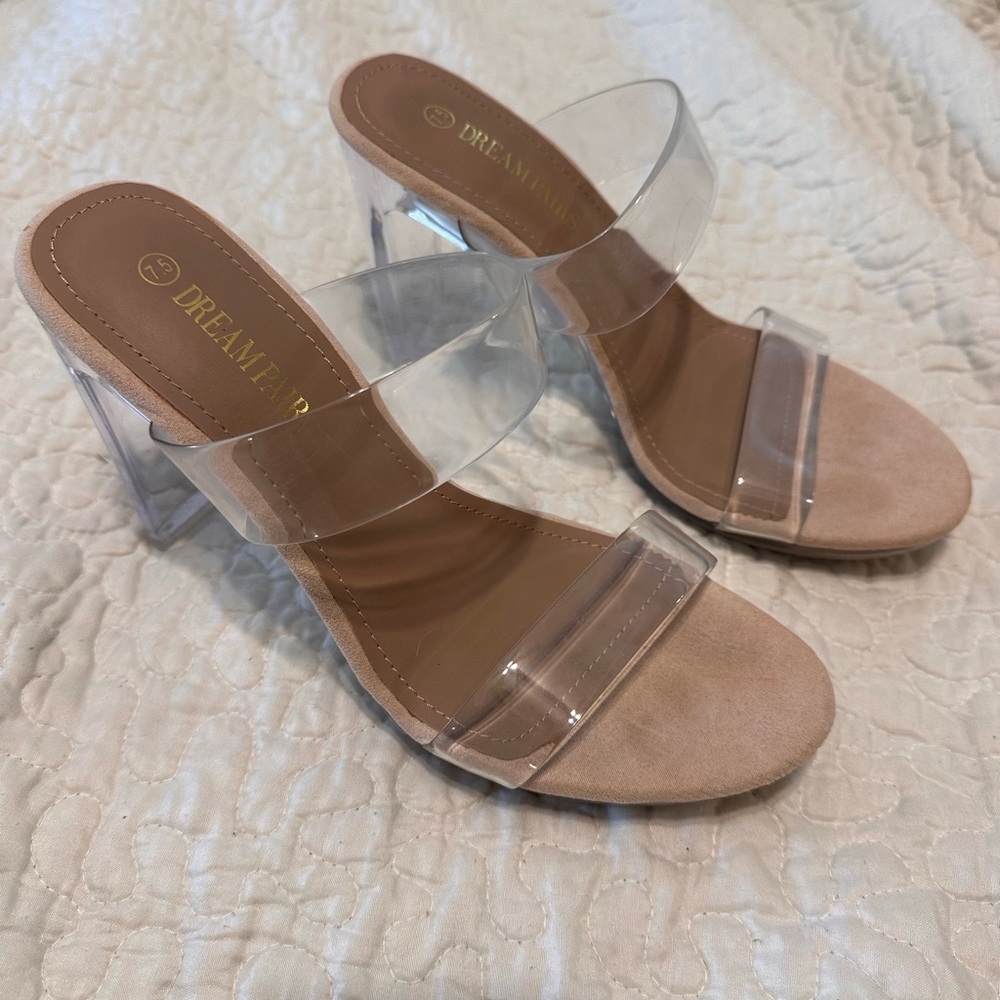 Dream Pairs Clear Strap and Tan Heels